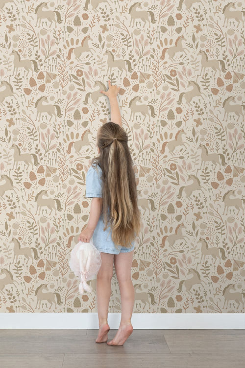ESTAhome behang unicorns beige en terracotta roze - 53 cm x 10.05 m - 139806