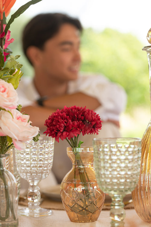 J-Line vaas Geruit - glas - mix - 3 stuks - 14.5 cm hoog