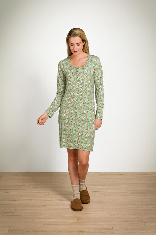 Pip Studio - Desiree Nachthemd Lange Mouw Dames - Jabali - Lichtgroen - M - vtwonen shop