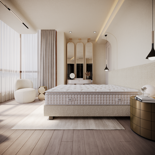 Sia Home - Matras HYBRIDE PREMIUM CLOUD - traagschuim. latex & pocketveren wit 90cm
