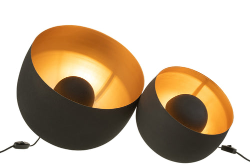 J-Line tafellamp Rond - metaal - zwart/goud - large