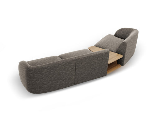 Micadoni linker modulaire bank Miley 3-zits, chenille, grijs - 126x303x70cm