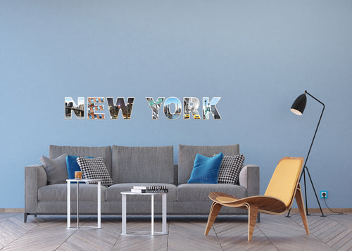 Sanders & Sanders muursticker New york blauw, grijs en oranje - 65 x 42.5 cm - 600313