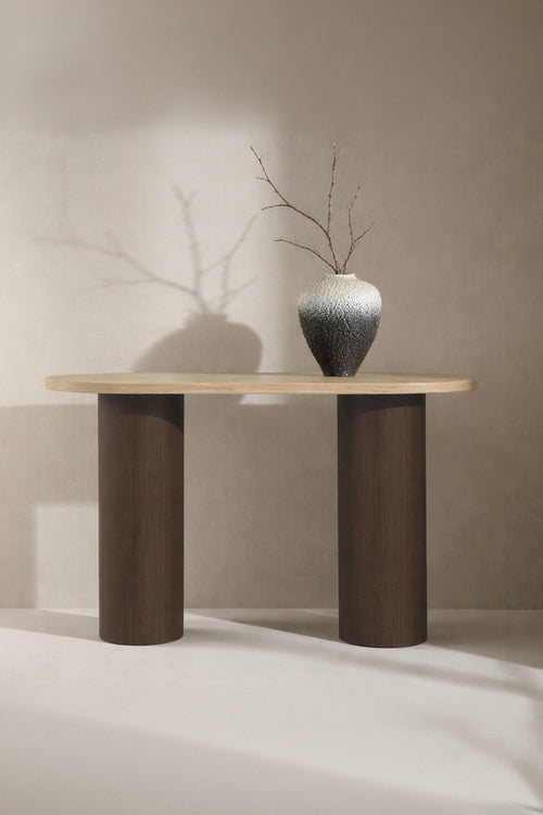 Rebellenclub  Kaloria Sidetable - 130 x 40 cm - Mokka / Travertin