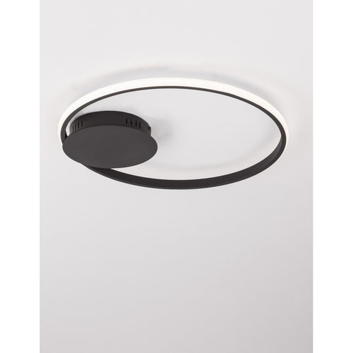 Merano Bellevue 50cm Geïntegreerde LED Semi Flush Light Sandy Zwart Aluminium LED 32W 2320 Lm 3000K