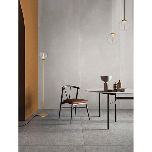 Nova Luce GALEO  Galeo Globe hanglamp, transparant, zandgoud, Triac dimbare LED, 7W, 506lm, 3000K