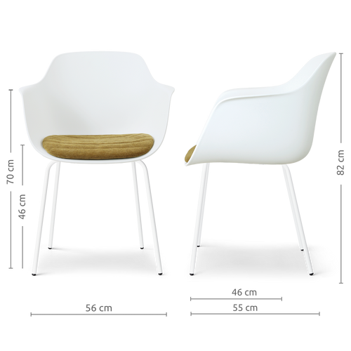 Nolon Nora-Liz eetkamerstoel wit met mosgroen zitkussen - wit onderstel