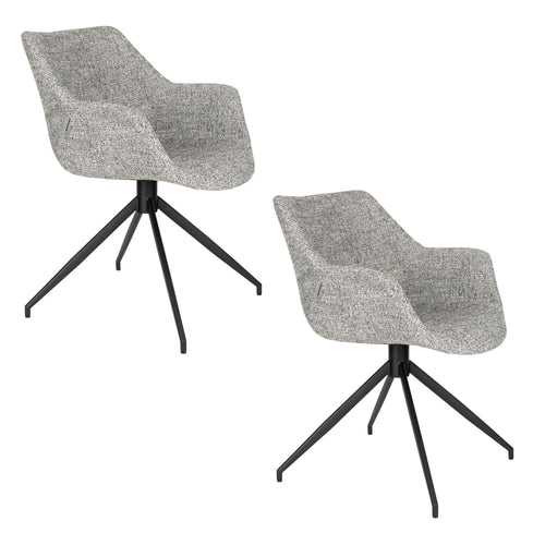 Zuiver Doulton Eetkamerstoelen Armleuning Grijs - Set van 2