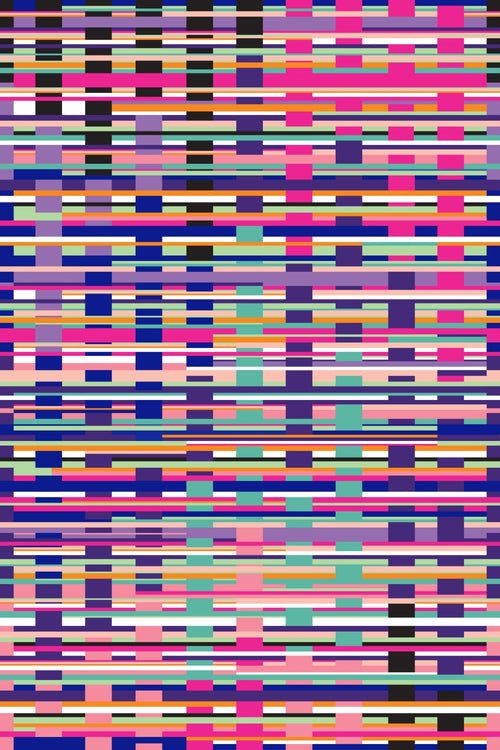 Origin Wallcoverings fotobehang grafische strepen turquoise, zwart, paars, roze en wit - 200 x 279 cm - 357203 - vtwonen shop