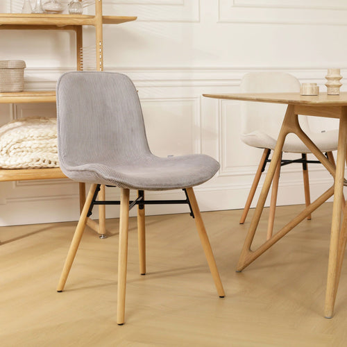 Nolon Nena-Fé Eetkamerstoelen Set van 2 - Ribstof Warm Grijs - Hout - vtwonen shop