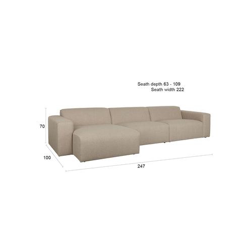 Zuiver Sofa Milka 4,5-zitsbank Chaise longue Links Cappuccino