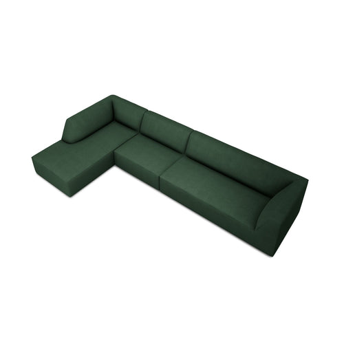 Cosmopolitan Design - Modulaire hoekbank links Siena 5-zits, structurele stof groente - 180x366x69cm