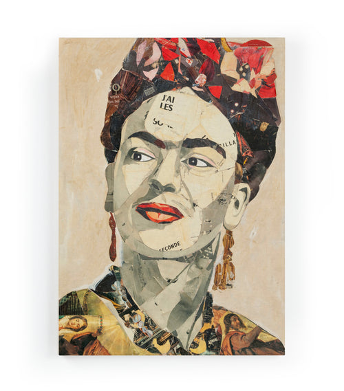 Canvas 60x40 Afdruk Frida Portret Collage