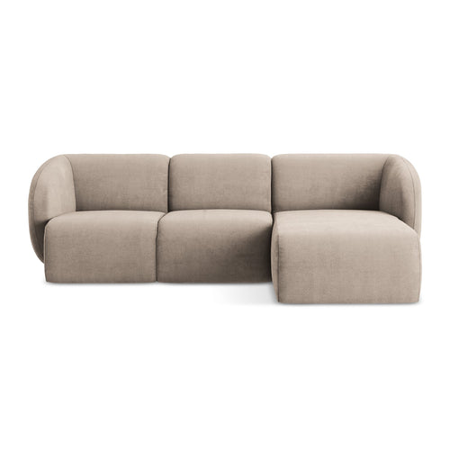 LaMiaSofa hoekbank rechts Cervo - chenille stof - donkerbeige - 248x166x86