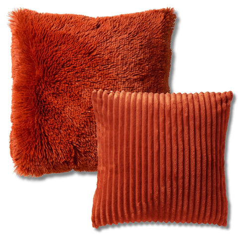 KUSSENSET - 2-delig - Cosy Layers - 60x60 cm, 45x45 cm - inclusief binnenkussens - oranje