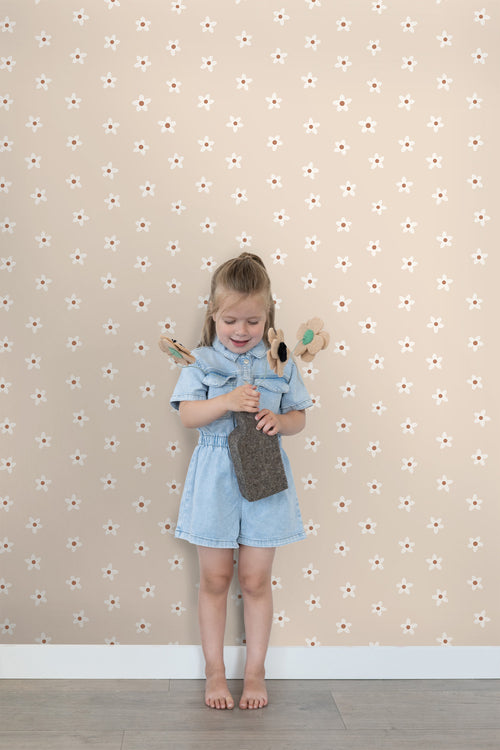 ESTAhome behang madeliefjes beige - 53 cm x 10.05 m - 131112