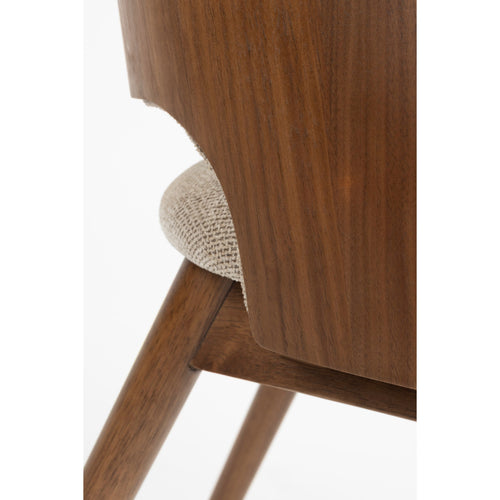 Dutchbone Velore Eetkamerstoel Walnoot/ Beige