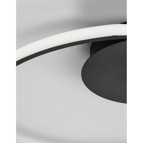 Merano Bellevue 50cm Geïntegreerde LED Semi Flush Light Sandy Zwart Aluminium LED 32W 2320 Lm 3000K