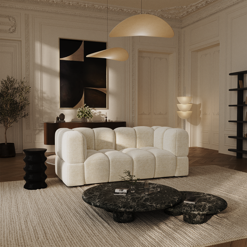 Sia Home - Modulaire bank NUBI - Fluweel met structuur - Crème - 380cm