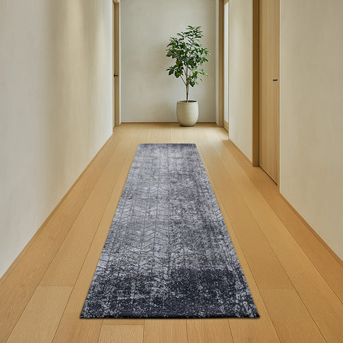 Ecorugs vloerkleed Harlem Contrast - zwart - 80x250cm