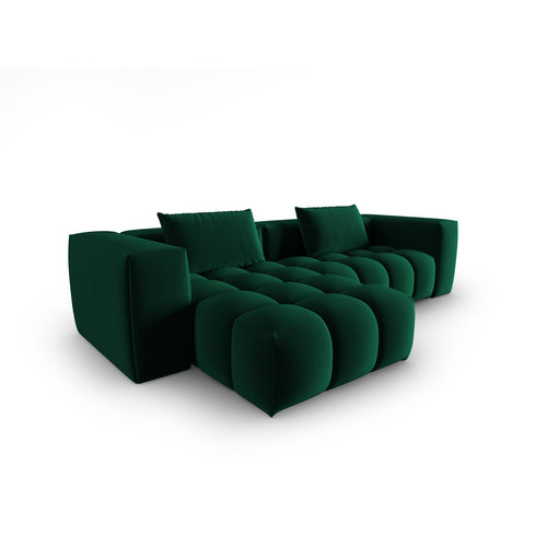 Cosmopolitan Design - Modulaire hoekbank links Verona 3-zits, flueel flessengroen - 145x260x70cm