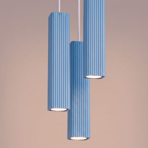 Sollux Lighting Hanglamp RAYO 3P azuurblauw - 20x20x108cm