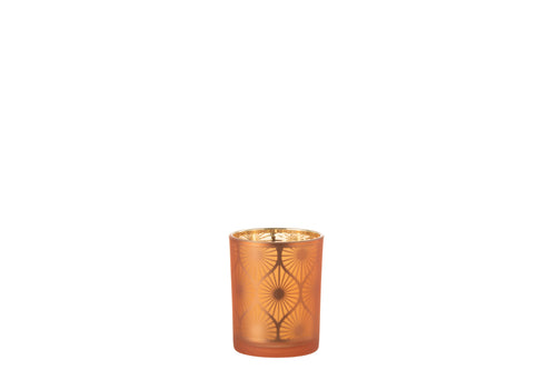 J-Line windlicht Ruit Bloemen - glas - oranje - medium - 2 stuks - vtwonen shop