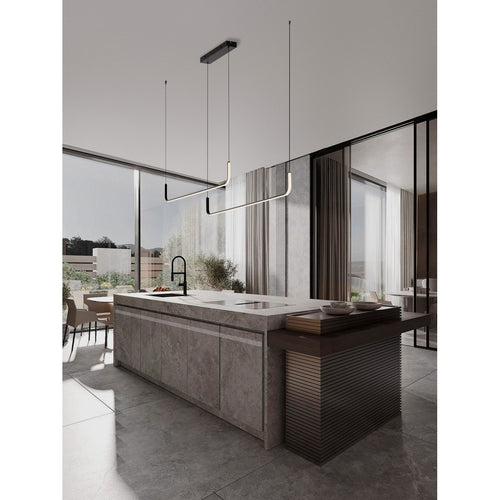 Nova Luce STRITA Hanglamp voor aan het plafond, Sandy Black Triac dimbare LED 42W 1849lm 3200K