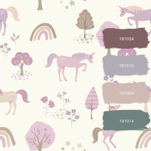 ESTAhome behang unicorns lila paars - 53 cm x 10.05 m - 139504