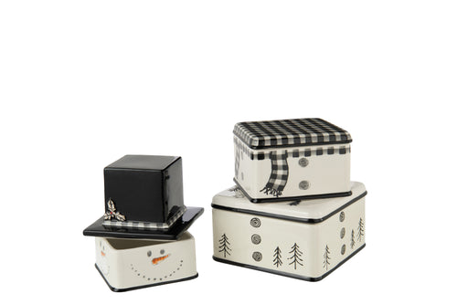 J-Line mok Sneeuwman Dolomiet - keramiek - zwart/wit - doos van 3 - vtwonen shop