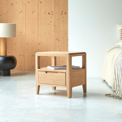 Tikamoon Nachtkastje van massief eikenhout met 1 lade - Naturel - vtwonen shop