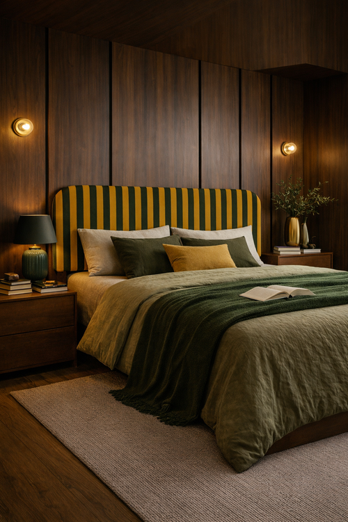 Gestoffeerd fluwelen hoofdbord met strepen 160x97cm