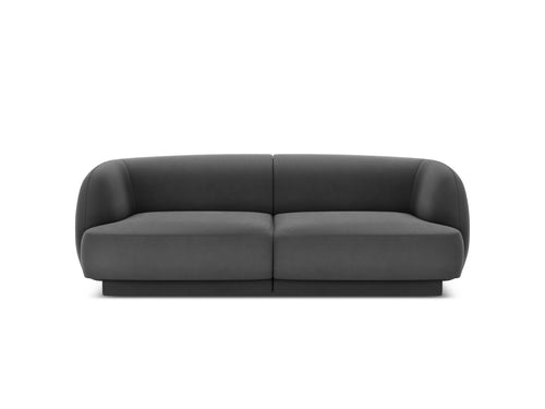 Micadoni Bank Miley 2-zits, flueel, grijs - 90x180x70cm