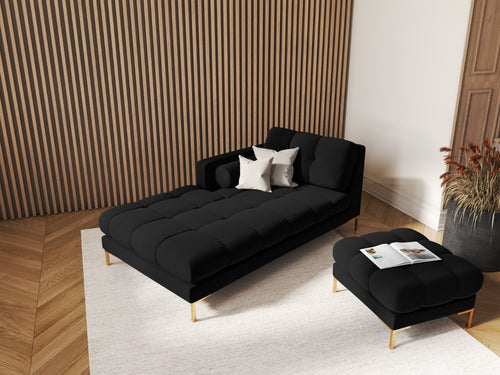 Cosmopolitan Design linker meridiaan Bali flueel, zwart - 185x102x75cm