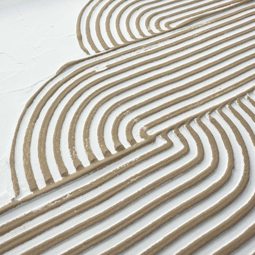 Reinders Taupe bogen abstracte wanddecoratie set met structuur -  beige - woonkamer - 40x30cm