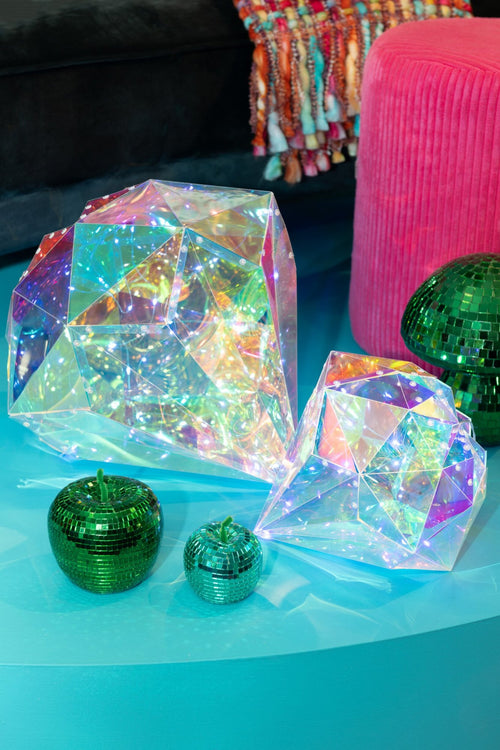 J-Line decoratie Diamant - kunststof - mix - small - LED lichtjes