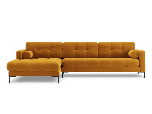 Cosmopolitan Design linker hoekbank Bali 5-zits, flueel, geel - 185x293x75cm