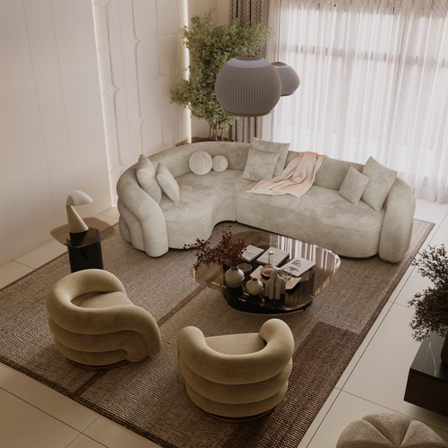 Sia Home - Hoekbank links VICTORIA - Fluweel met structuur - Mol - 290cm