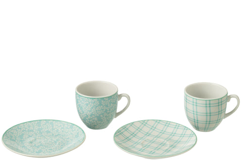 J-Line kop + schoteltje - keramiek - blauw - doos van 6 - vtwonen shop