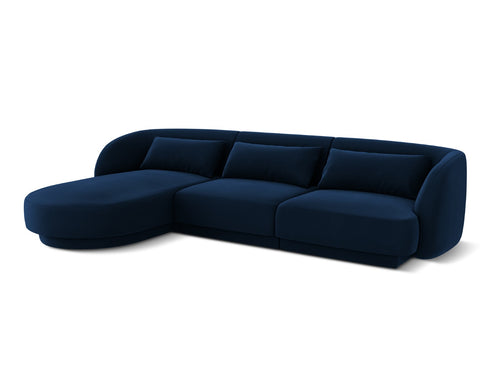 Cosmopolitan Design linker hoekbank Tulum 4-zits, flueel, koningsblauw - 156x255x70cm