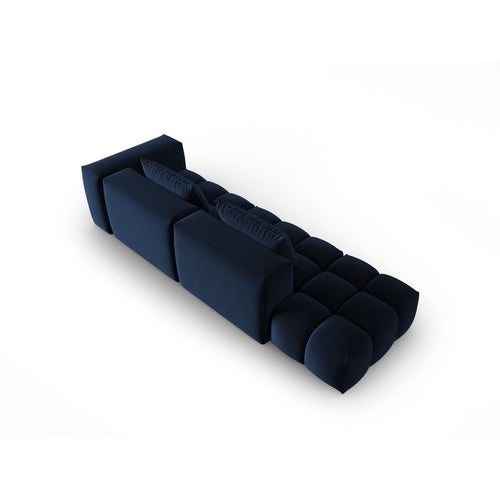 Cosmopolitan Design - Linker modulaire bank Verona 4-zits, flueel koningsblauw - 85x265x70cm