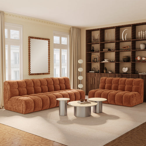 Premium Interiors - Bank SEVEN - gewaafd fluweel terracotta 162cm