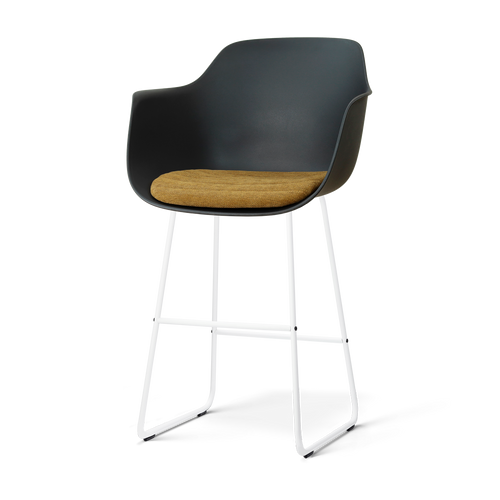 Nolon Nino-Liz barkruk zwart met mosgroen zitkussen - wit onderstel - 75 cm