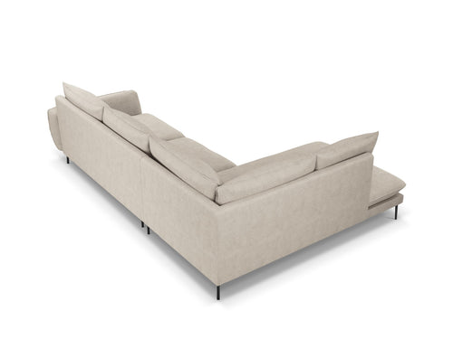 Cosmopolitan Design linker hoekbank Vienna 6-zits, structurele stof, lichtbeige - 185x275x95cm
