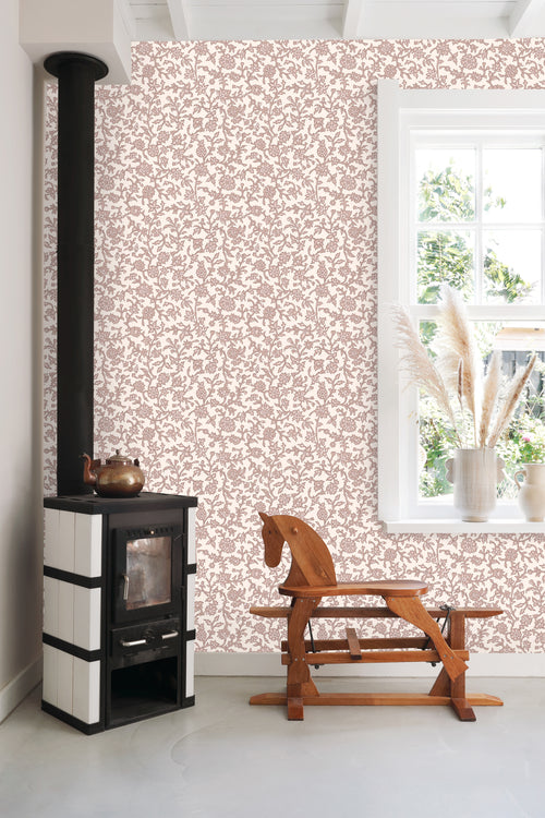 ESTAhome behang vintage bloemen paars - 50 x 900 cm - 131522 - vtwonen shop