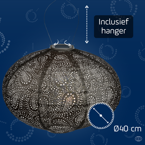 Lumiz solar lampion - paisley oval - 40 cm - taupe