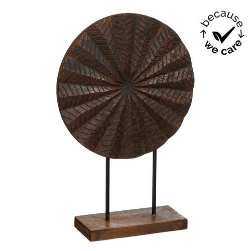 Mica Decorations Patula Decoratie Object met Vrijstaand Ontwerp - FSC 100% Gecertificeerd - Rond Decoratief Patroon - Bruin - L28 x B9 x H40 cm