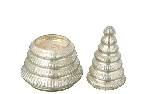 J-Line geurkaars Boom Geribbeld - glas - zilver - large - vtwonen shop