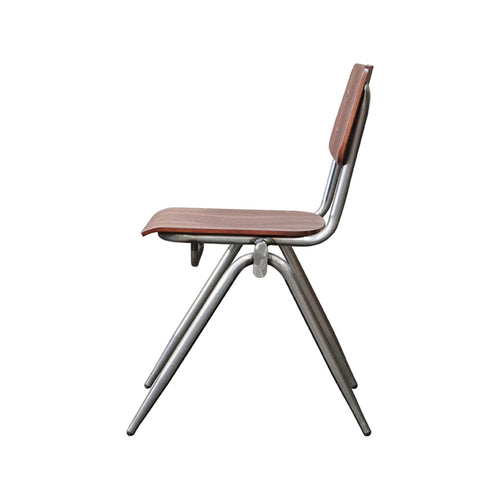 LABEL51 Eetkamerstoel Solid - Donkerbruin Hout/Chrome - Set van 2 - vtwonen shop