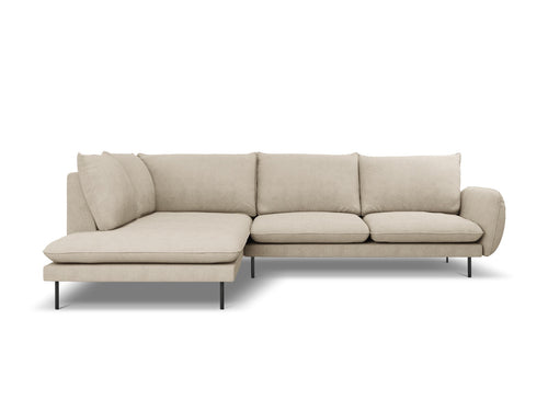 Cosmopolitan Design linker hoekbank Vienna 6-zits, structurele stof, beige - 185x275x95cm